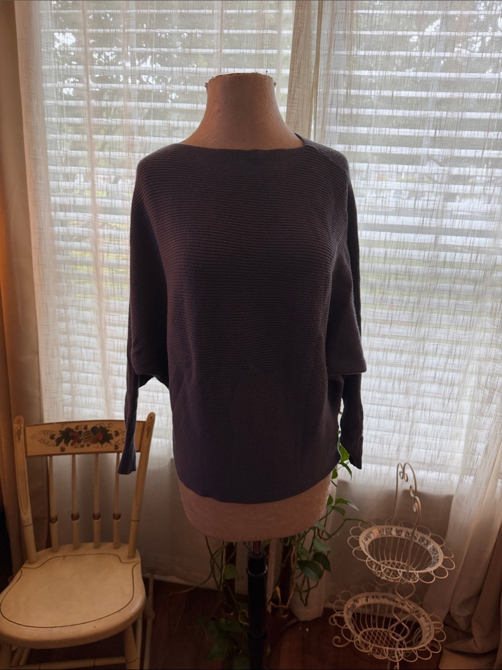 Philosophy Dark Navy Ribbed Boatneck Sweater